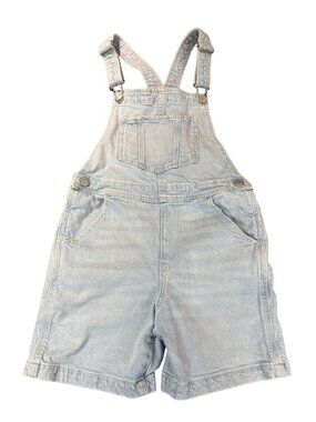 H&M Girls Light Blue Cotton Denim Overall Shorts Size 8-9 (SKU: 189G)